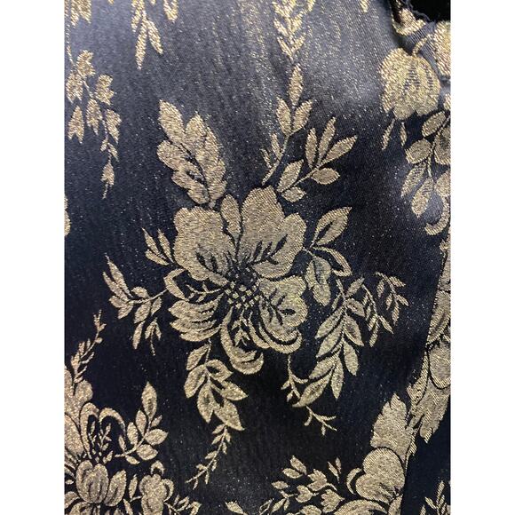 Vintage 80s Scott McClintock Black Velvet Gold Floral Open Back Dress size 10 - Picture 11 of 16